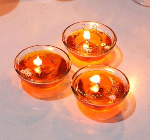 iHandikart Handicrafts Handmade wax Tealight Candles (Smokeless, Set of 3) - Orange, Wax, Pack of3